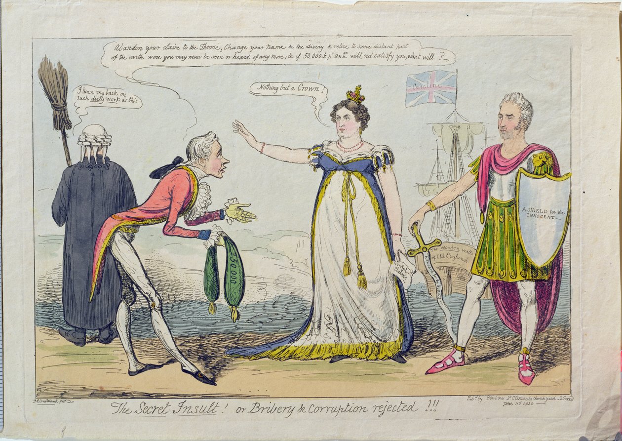 Den hemmelige fornærmelsen! eller Bestikkelser og korrupsjon avvist!!, pub. 1820 av George Cruikshank