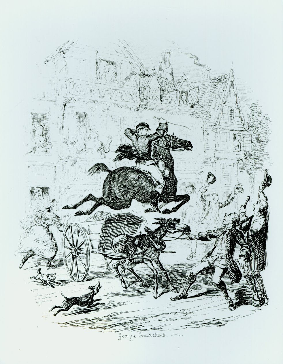 Turpins (1705-39) flyging gjennom Edmonton av George Cruikshank