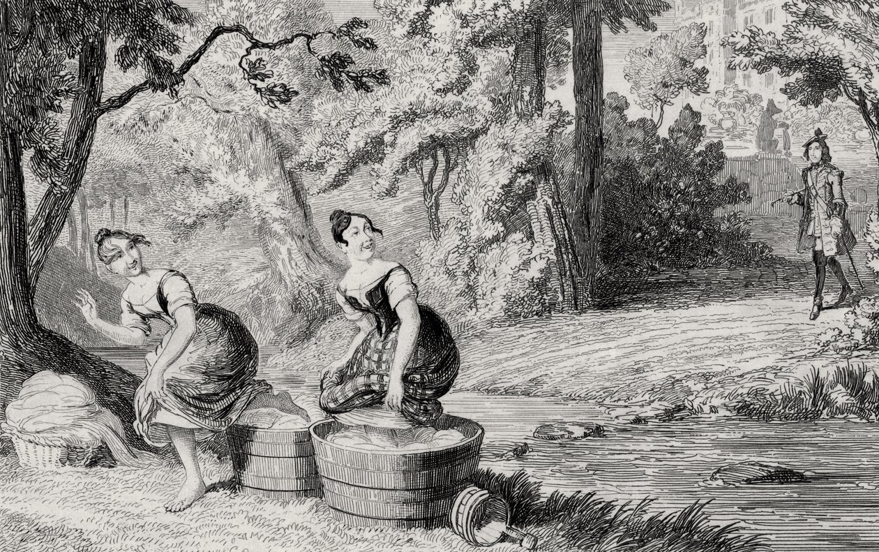 Washerwomen forstyrret av Waverley, illustrasjon fra 