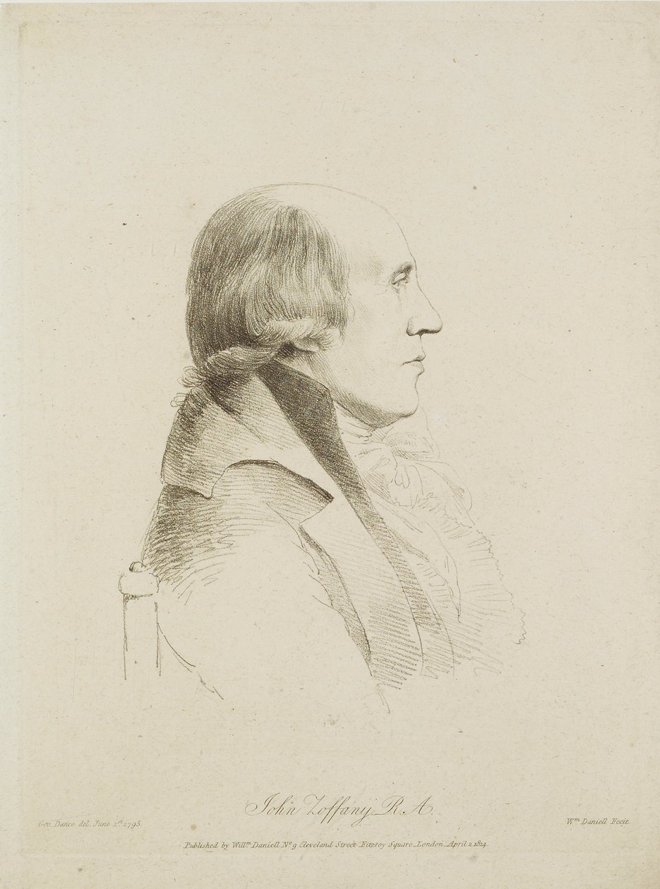 John Zoffany, gravert av William Daniell (1769-1837), 1814 (myk bakken etsning) av George Dance