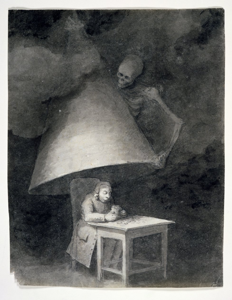 Miser Being Snuffed Out (penn og vask over blyant på papir) av George Dance