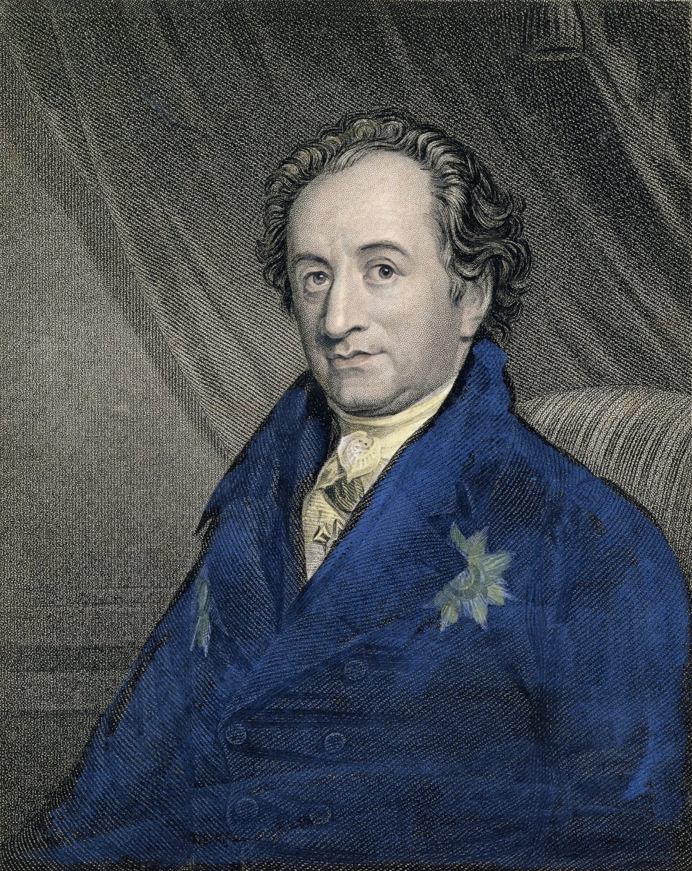 Portrett av Johann Wolfgang von Goethe (1749-1832) gravert av James Posselwhite (1798-1884) pub. av William Mackenzie av George Dawe
