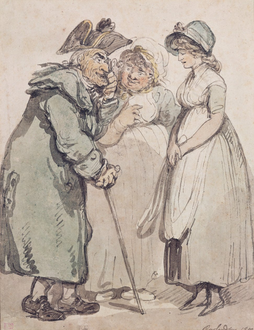 The Introduction, 1800 (penn og vask på papir) av George Derville Rowlandson