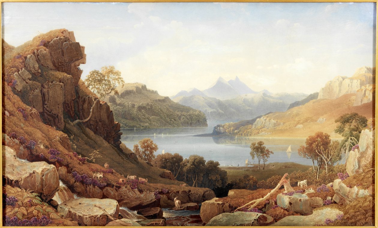 A Loch in Argyll (akvarell på papir) av George Fennel Robson