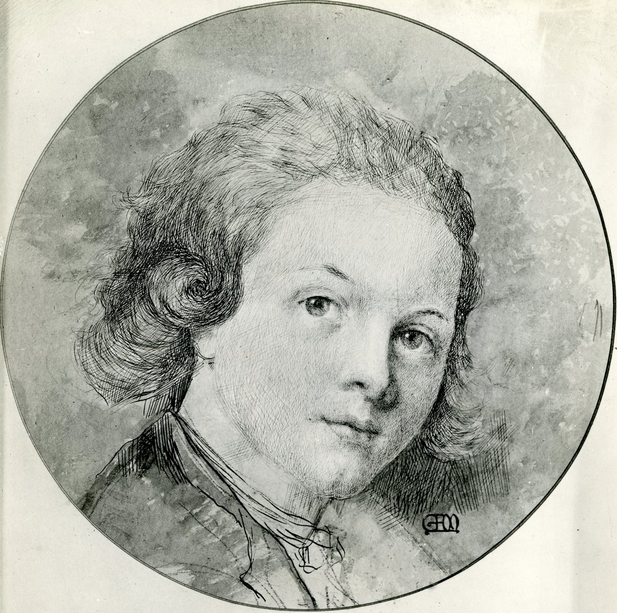 Portrett av Mozart i en alder av fjorten år etter Pompeio Batoni (penn og blekk med wc) av George Frank Miles