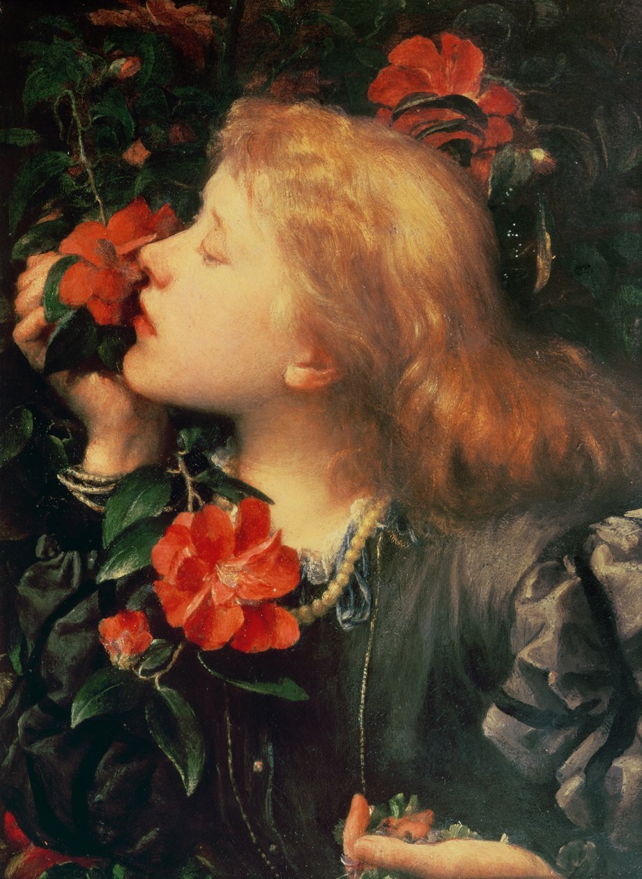 Portrett av Dame Ellen Terry (1847-1928) ca. 1864 (olje på stråbrett) av George Frederick Watts