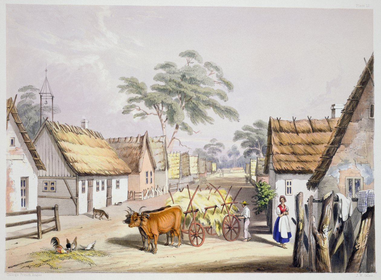 En landsby med tyske nybyggere nær Adelaide, 1846 av George French Angas