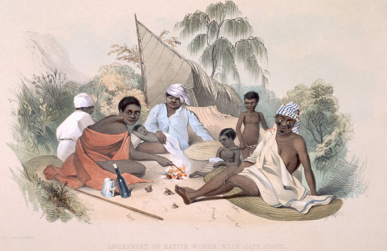 The Aboriginal Inhabitants: Leir av innfødte kvinner, nær Cape Jervis, fra 