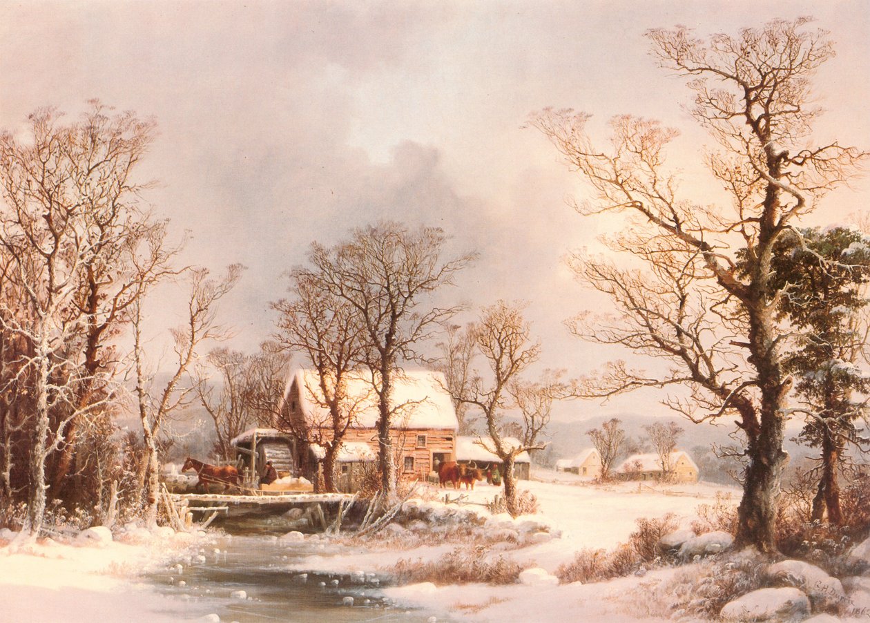 Vinter på landet, The Old Grist Mill av George Henry Durrie