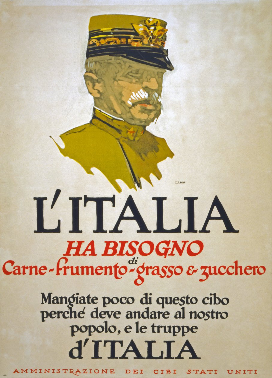 Italia har behov for kjøtt, hvete, fett og sukker, 1917 av George Illian