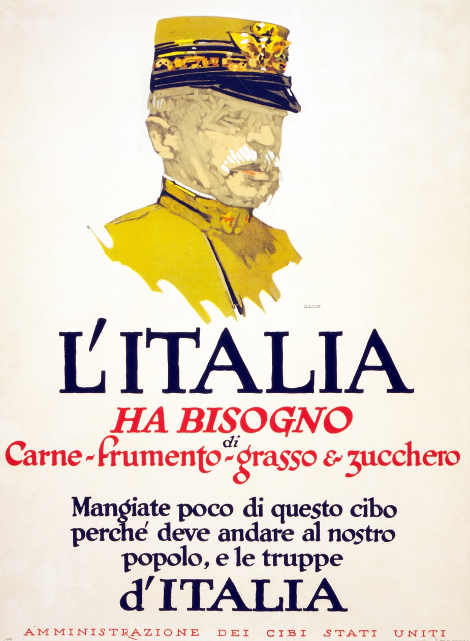 Italia har behov for kjøtt, hvete, fett og sukker, 1917 av George Illian