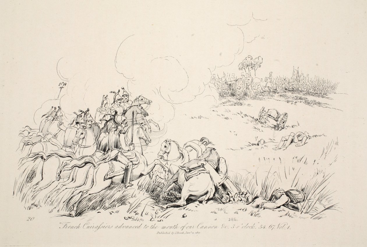 Franske Carfusiers avanserte til munningen av kanonen vår, pub. J. Booth, 1816 av George Jones