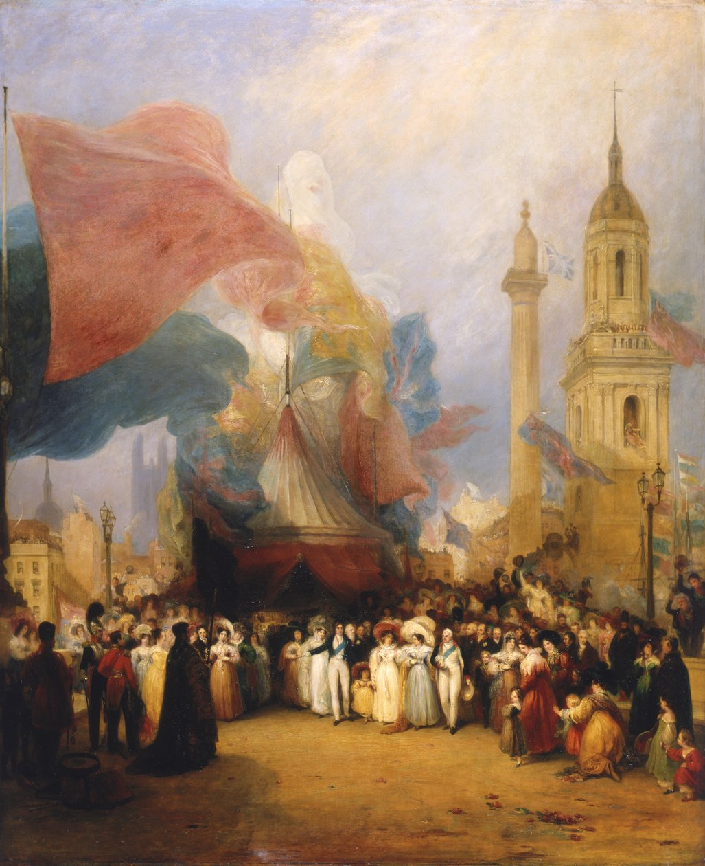 Den kongelige prosesjonen ved åpningen av London Bridge, 1831 av George Jones