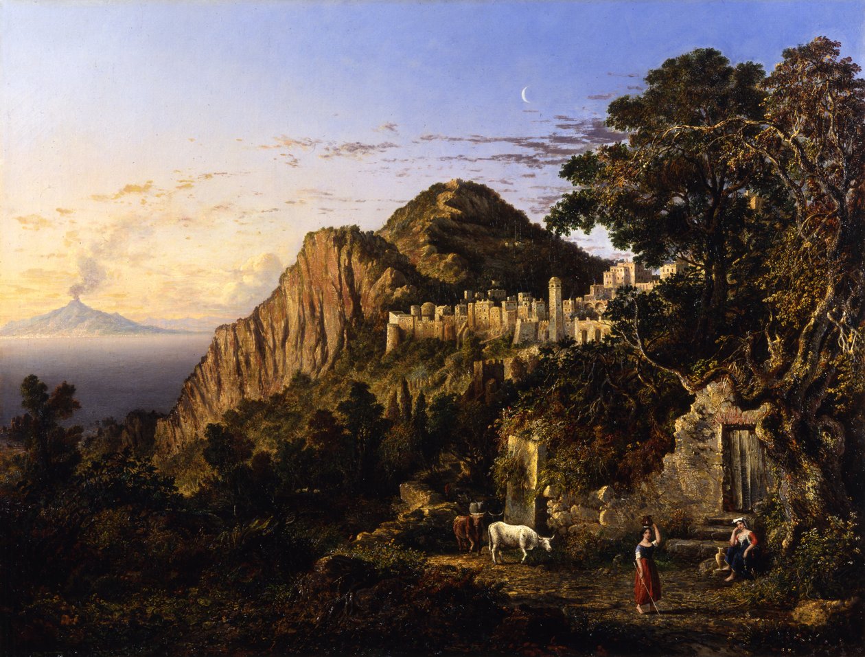 Vesuv og Napolibukta fra øya Capri, 1850 av George Loring Brown