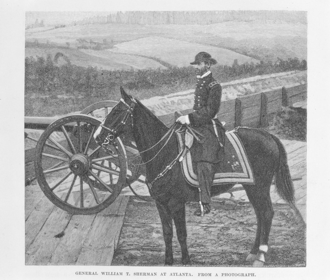 General William Tecumseh Sherman i Atlanta, gravert fra et fotografi, illustrasjon fra 
