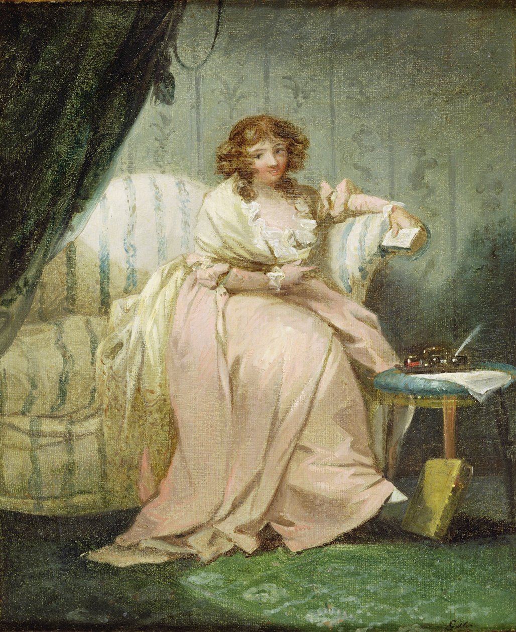 En kvinne kalt Anne, kunstnerens kone, ca. 1790-1800 av George Morland