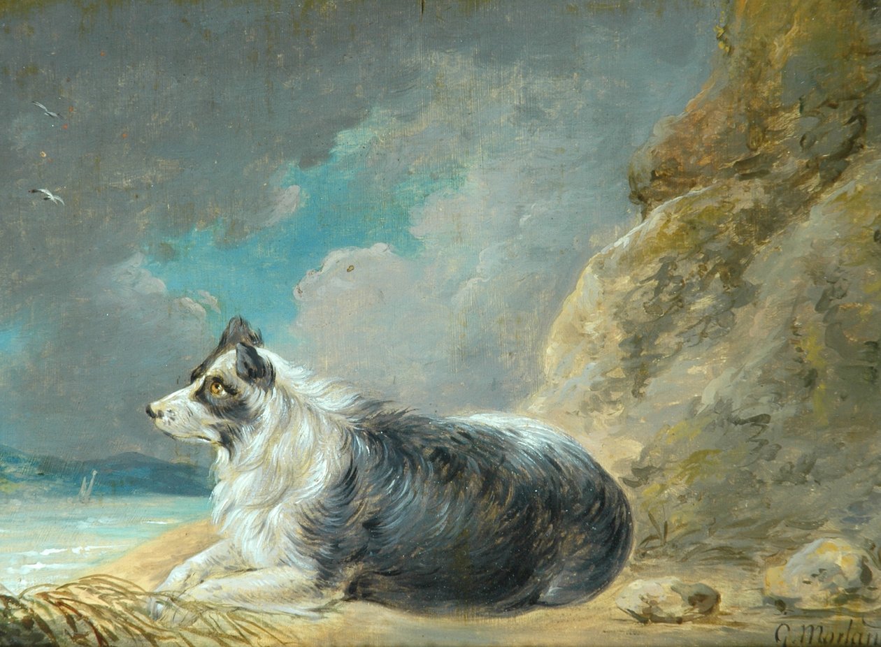 Friend (olje på trepanel) av George Morland