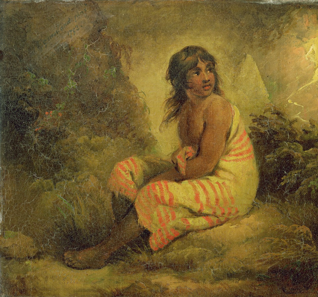 Indian Girl, 1793 (olje på lerret montert på panel) av George Morland