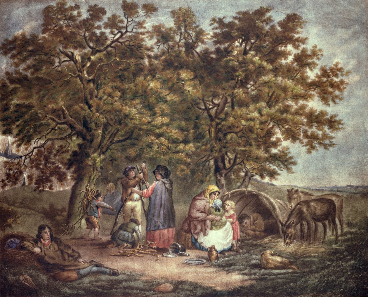 Sigøynerteltet, gravert av Joseph Grozar av George Morland