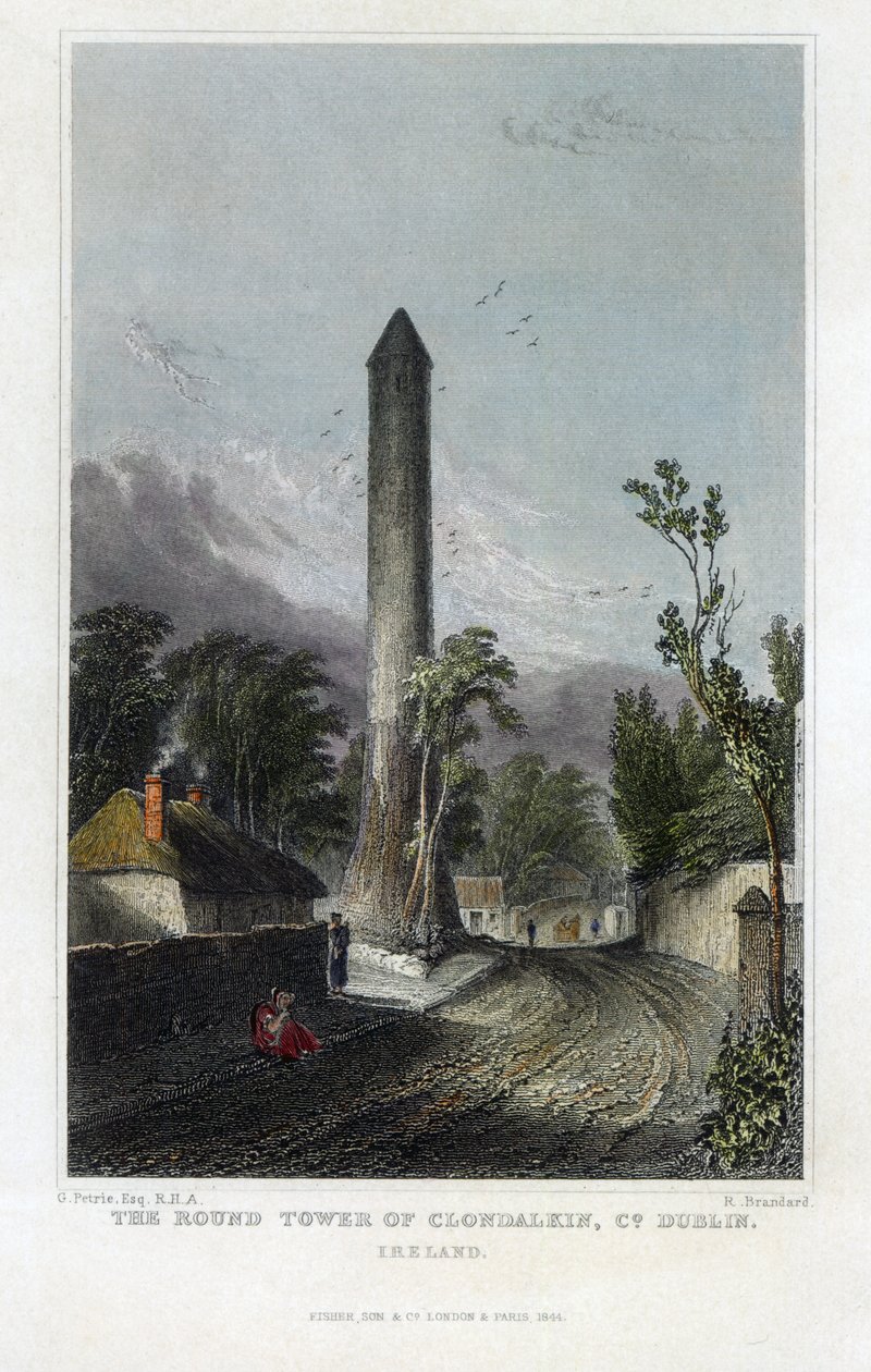 Det runde tårnet i Clondalkin, gravert av Robert Brandard, 1844 av George Petrie