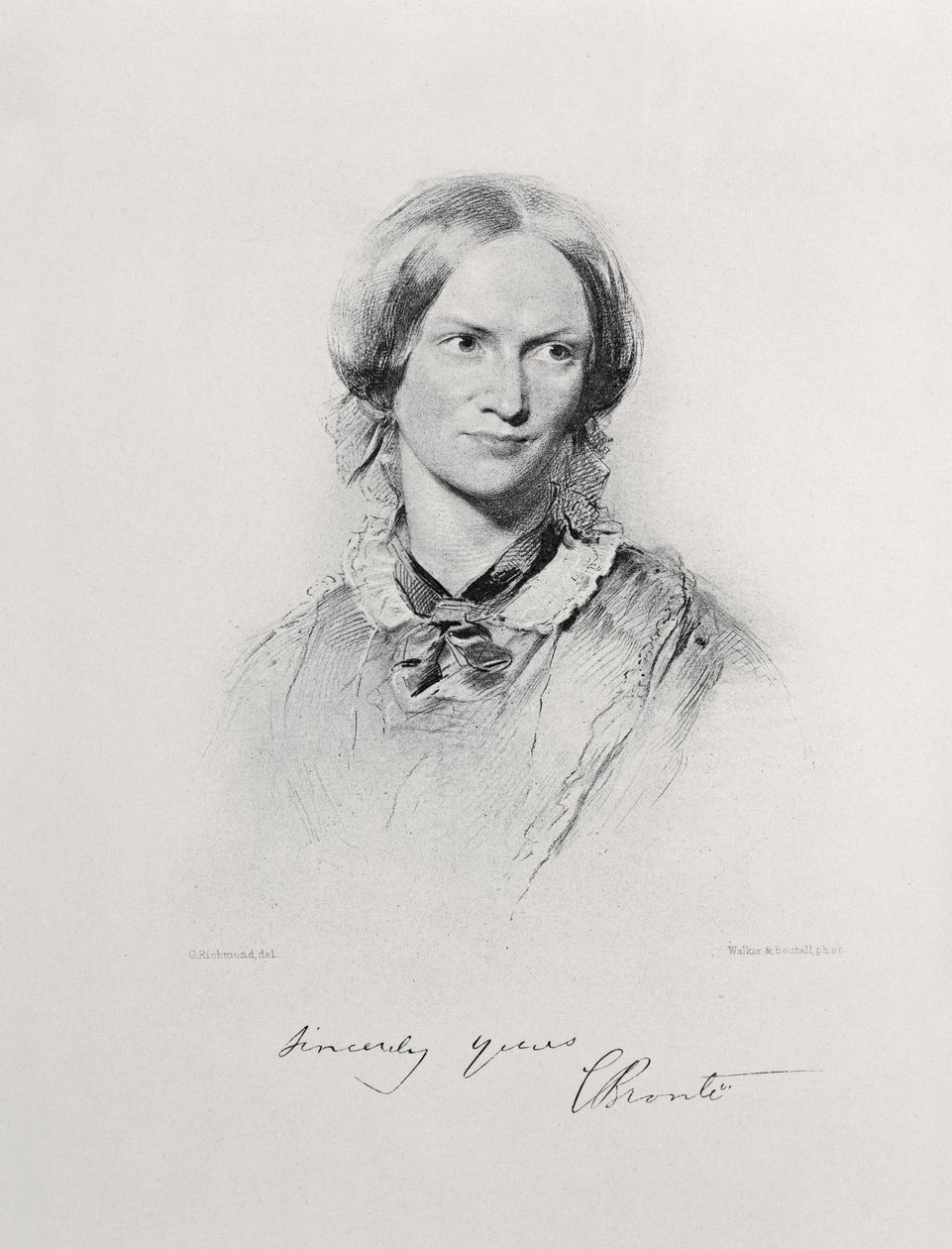 Portrett av Charlotte Bronte, gravert av Walker og Boutall av George Richmond