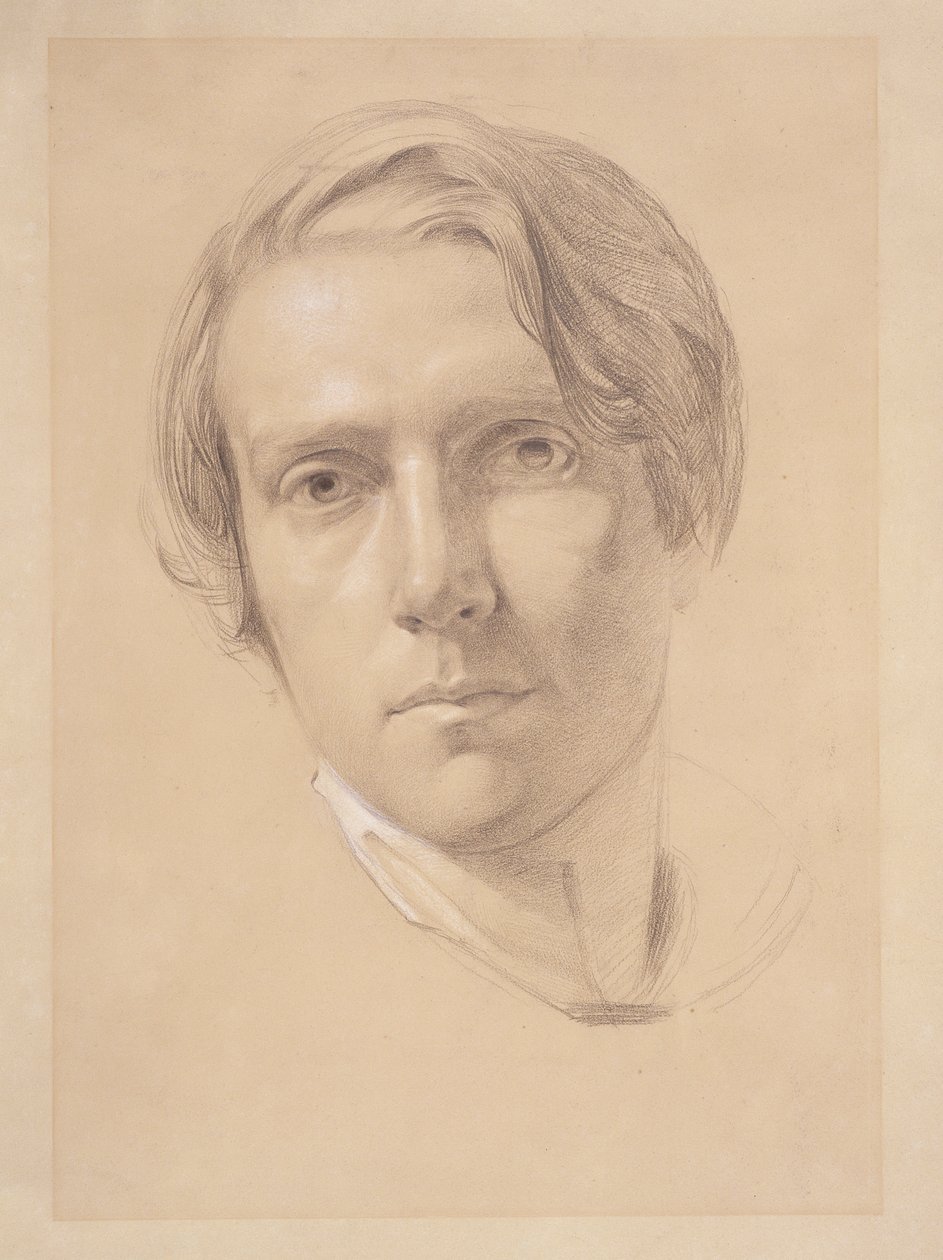 Selvportrett, 1830 (grafitt forhøyet med hvitt på brunpapir) av George Richmond