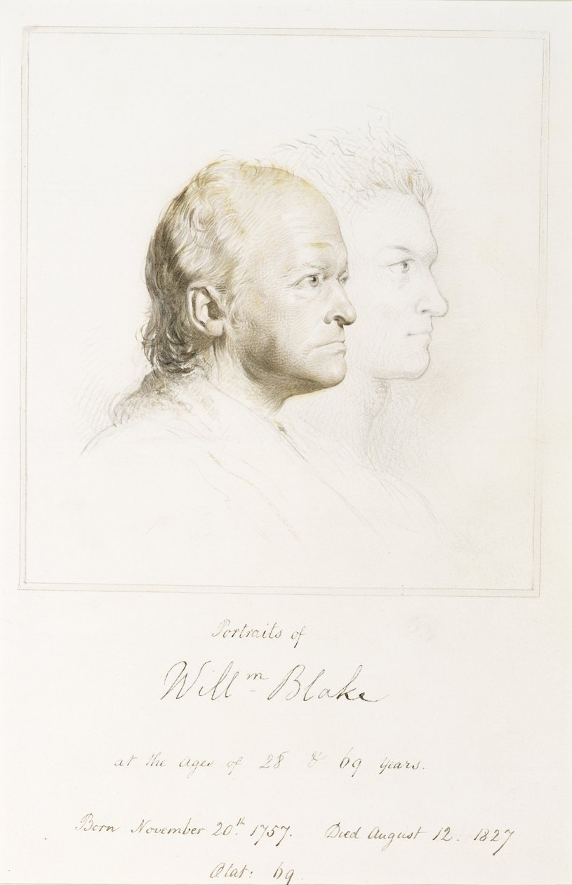 William Blake (1757-1827) i Youth and Age (grafitt med pensel og brunt blekk) av George Richmond