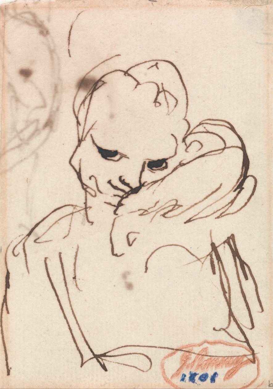 En jente med en kanin eller kjæledyrhund på skulderen av George Romney