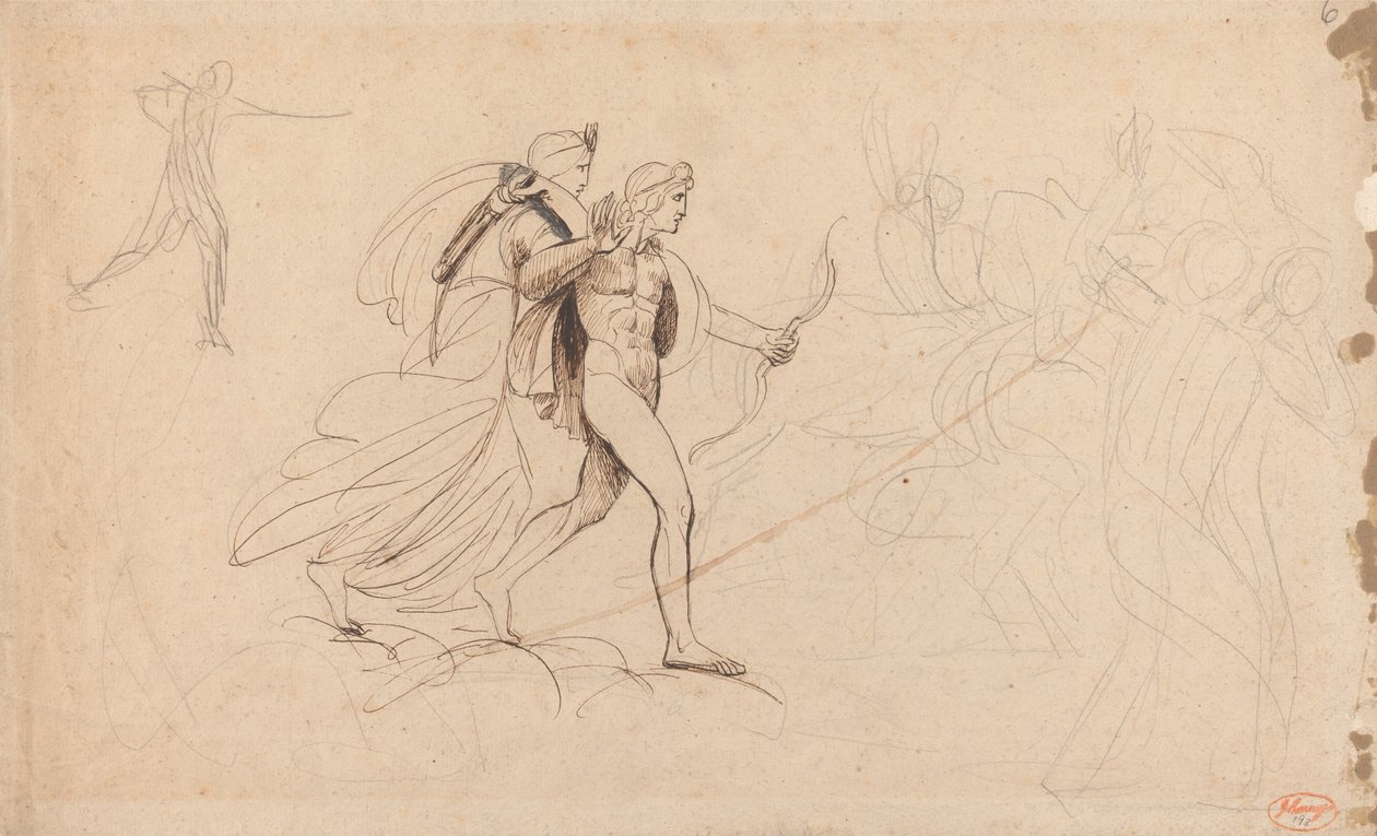 Apollo og Diana for ødeleggelsen av Niobes -barn av George Romney