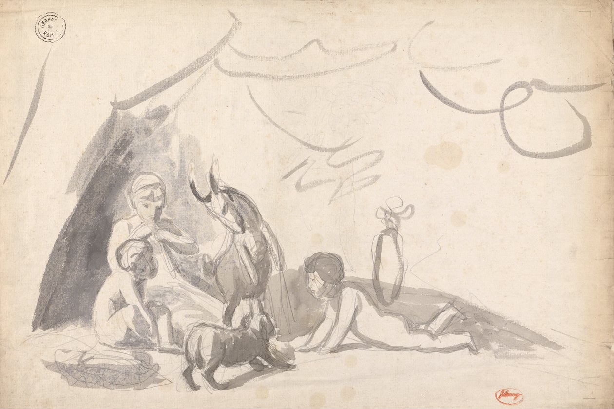 Barn med geit og hund av George Romney