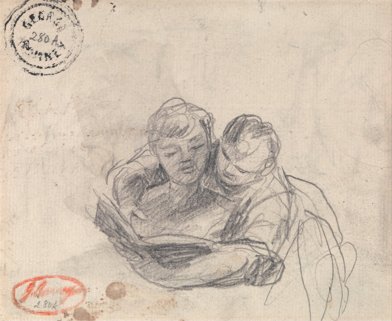Par som leser en bok av George Romney