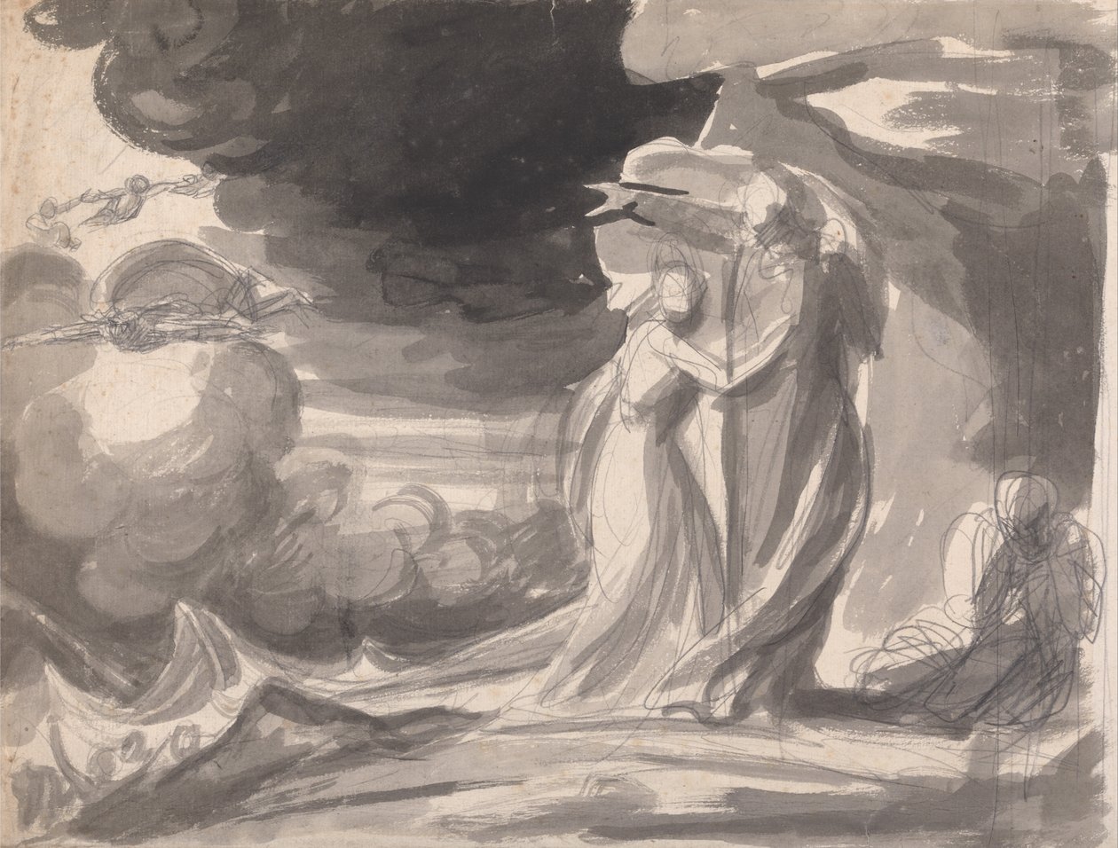 Miranda, Prospero og Caliban- Stormen av George Romney