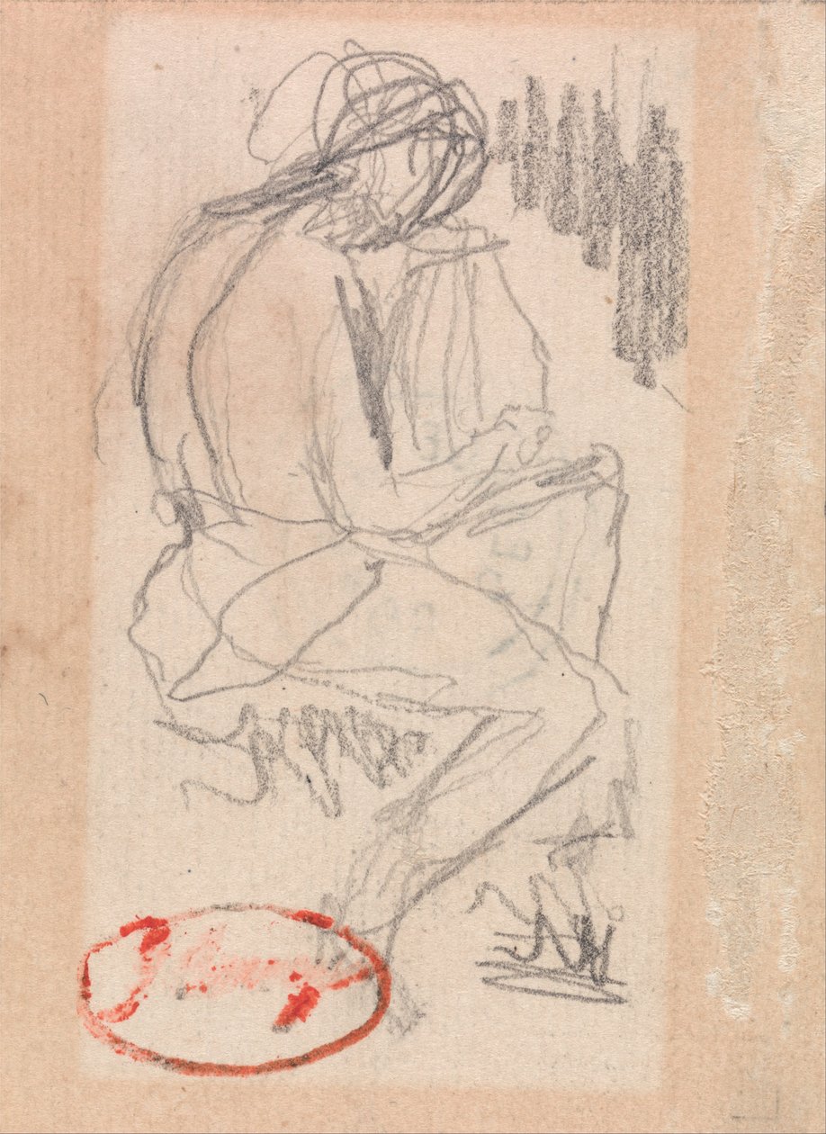 Sittende figur som spiller en harpe av George Romney