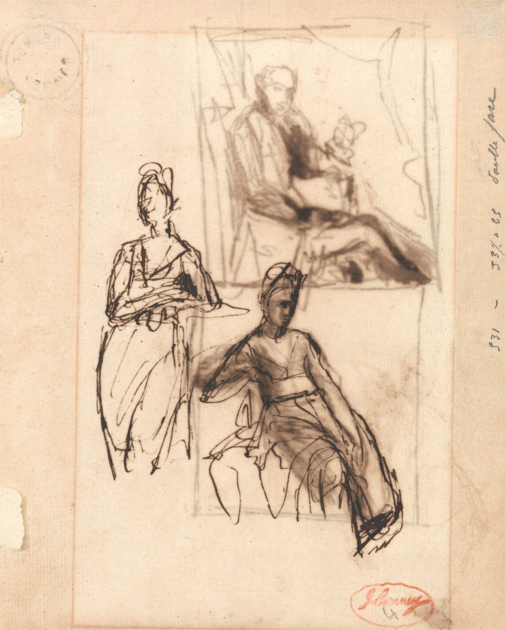 Sittende mann og sittende kvinne av George Romney