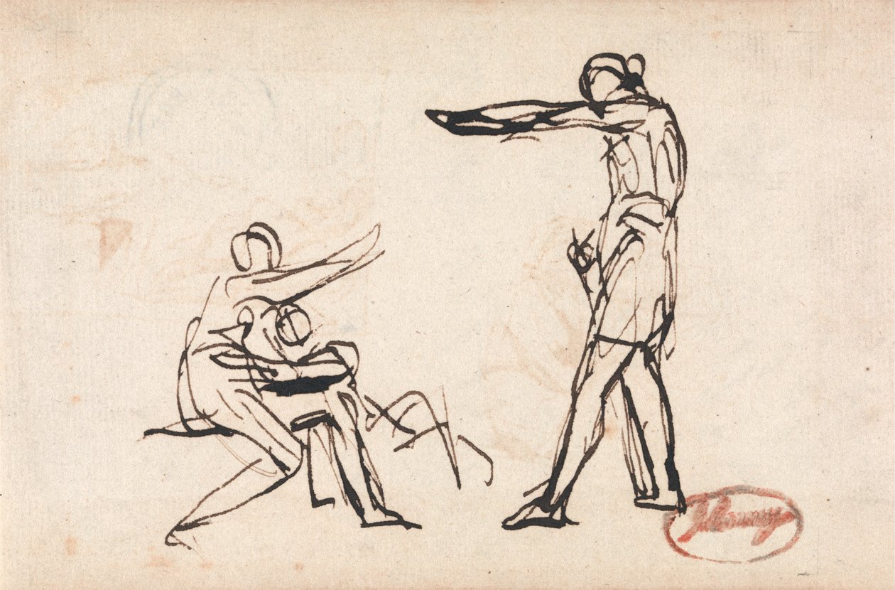 Stående figur som truer en mor og et barn av George Romney
