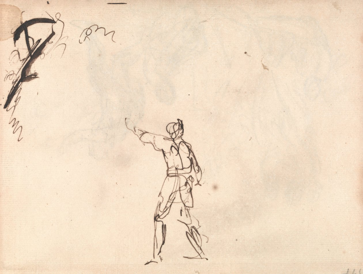 Stående figur med arm hevet av George Romney