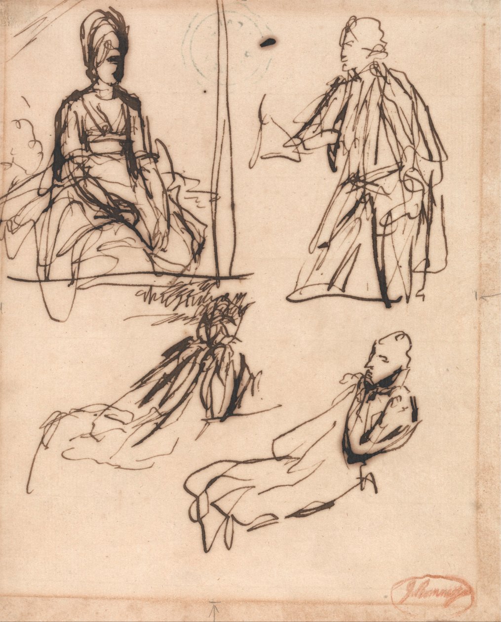 Studier for portretter av en mann og en kvinne av George Romney