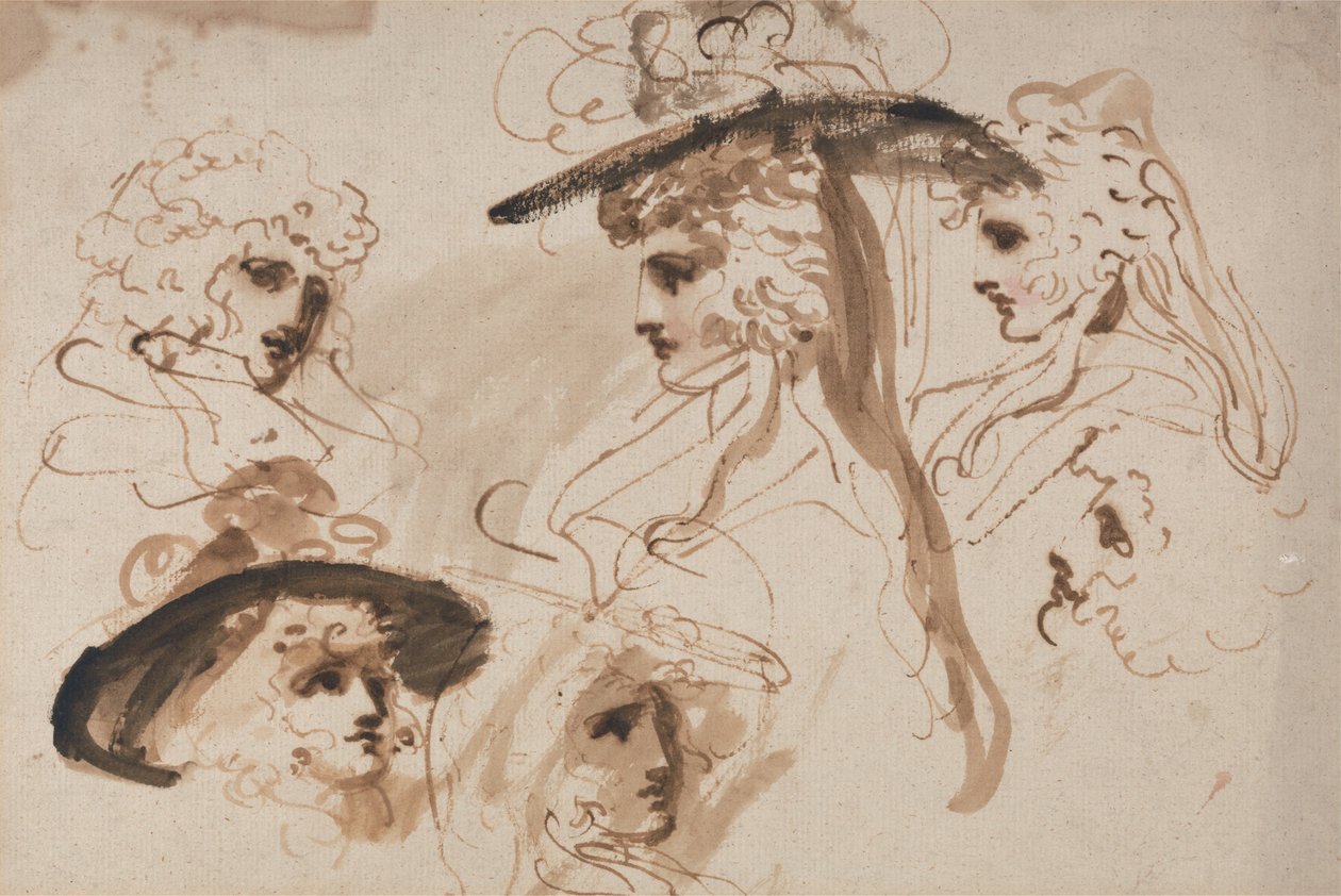 Studier for Head of a Lady (Studies of a Womans Head) av George Romney