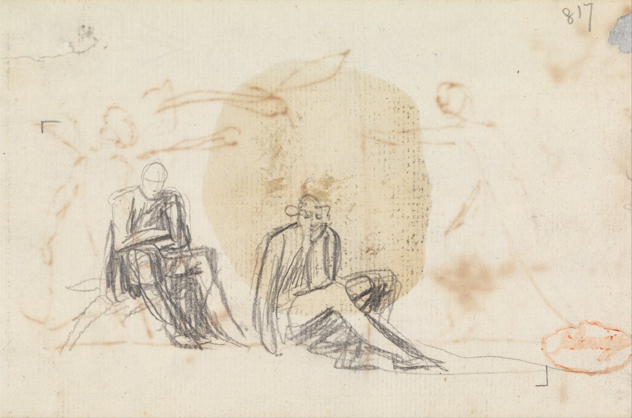 Studie av to sittende figurer av George Romney