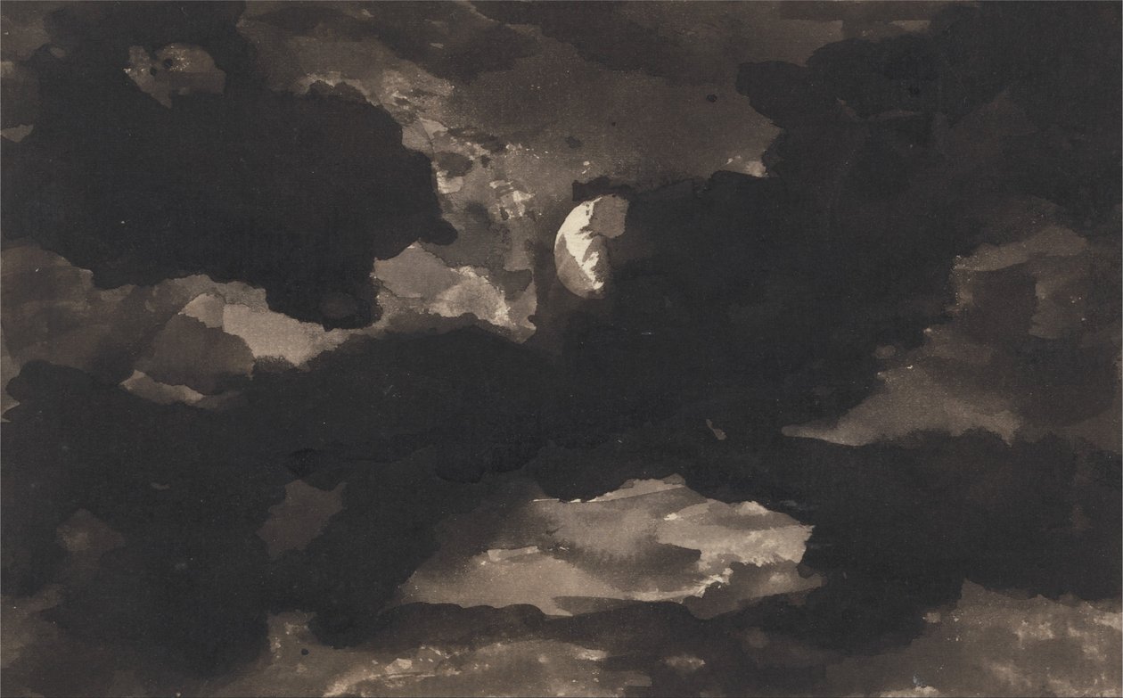 Studie av en overskyet månelyst himmel av George Romney