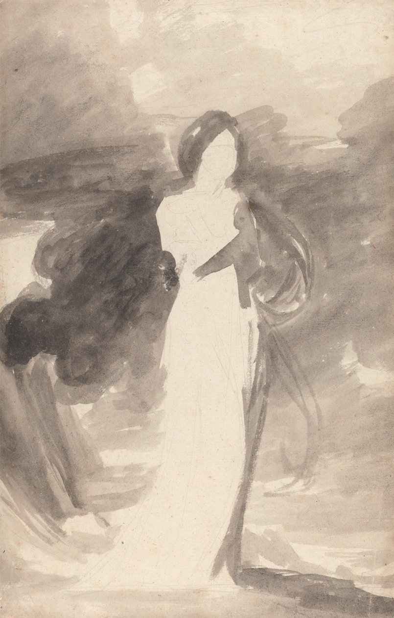 Studie av en dame som står av George Romney