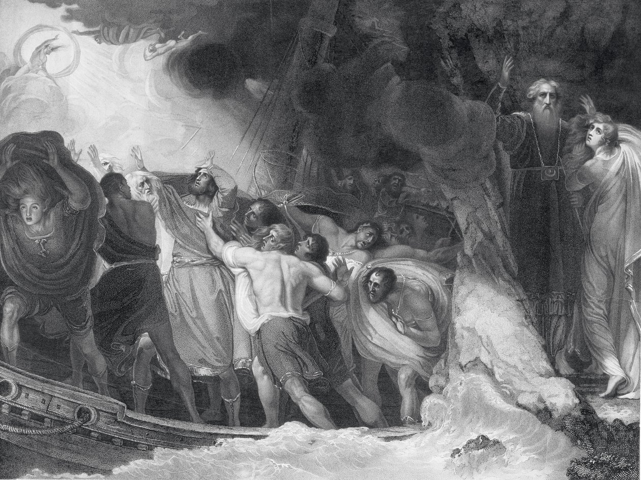 The Tempest, Act I, Scene I, gravert av B. Smith, 1797 (se 143705-143708) av George Romney