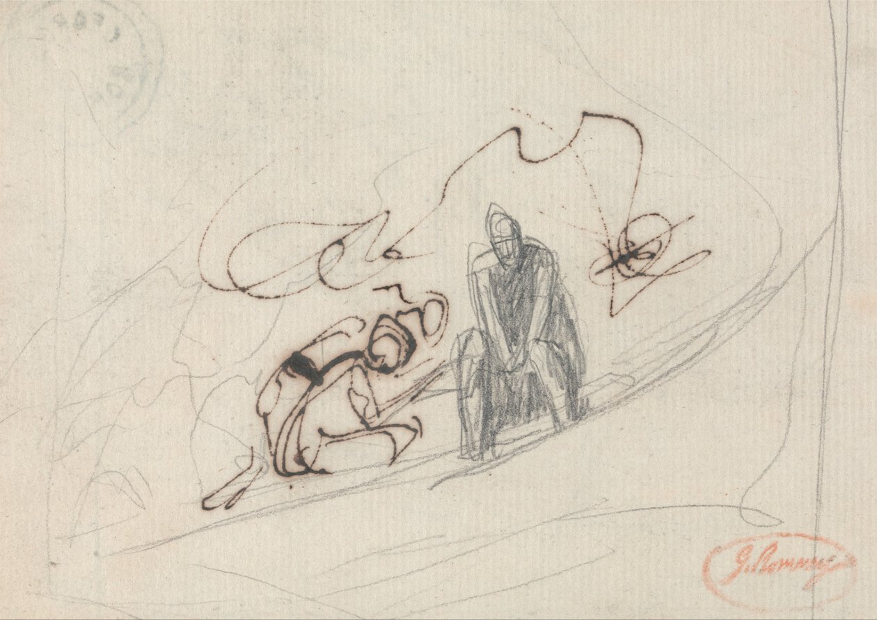 To sittende figurer av George Romney