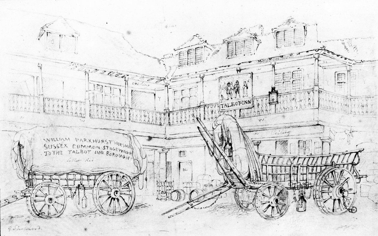 Inn Yard of the Talbot Inn, Southwark, 1810 av George Shepherd