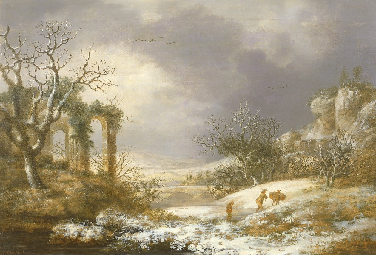 Vinterlandskap, ca.1750-60 av George Smith