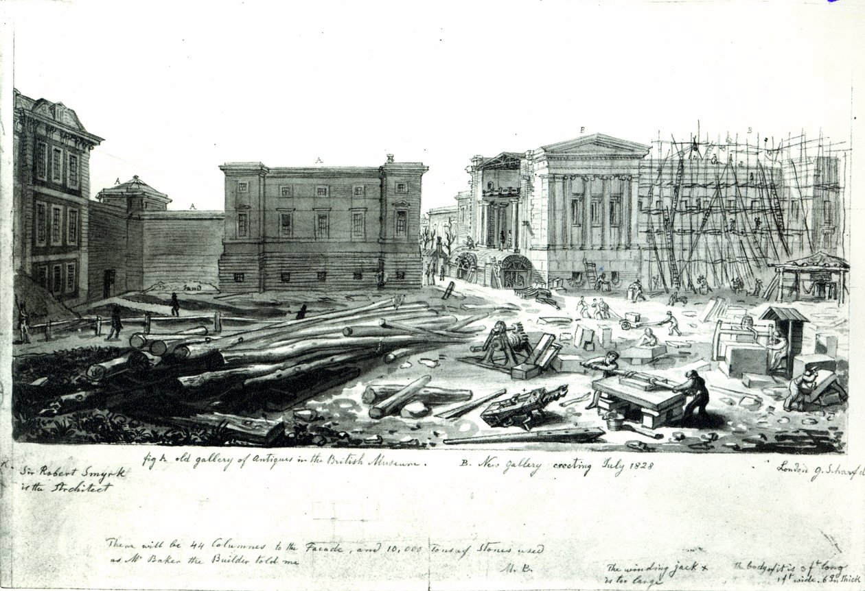Bygger det nye galleriet til British Museum av George Snr Scharf
