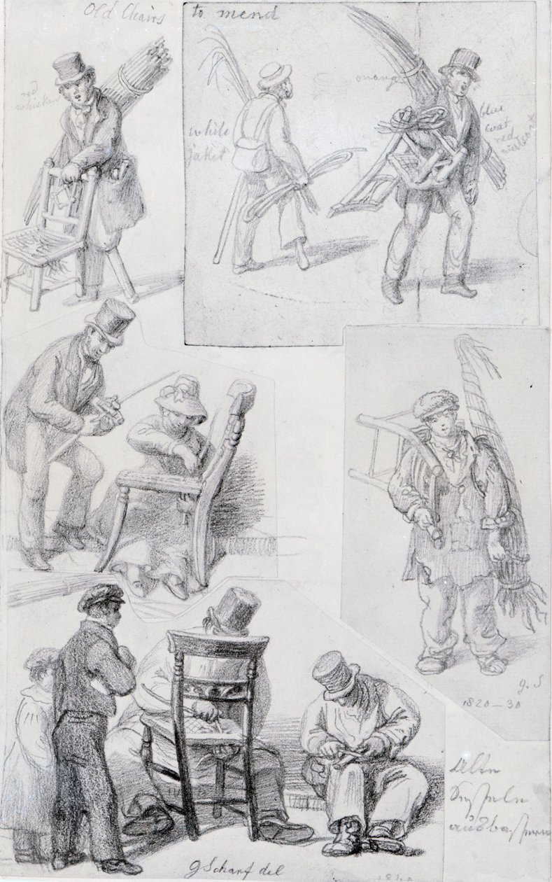 Stolmenderer på gatene i London, 1820-30 av George Snr Scharf