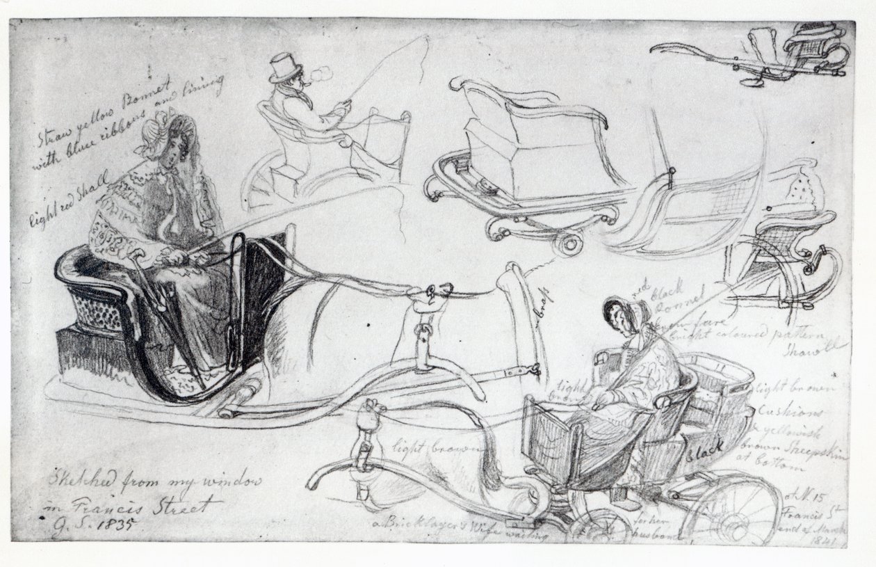 Ponni og feller på Francis Street, London, 1835 av George Snr Scharf