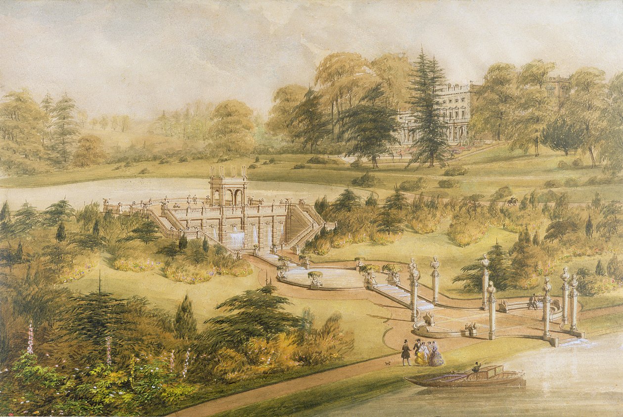 Design for Cowley Manor, ca. 1860 (wc, penn og blekk på papir) av George Somers Clarke