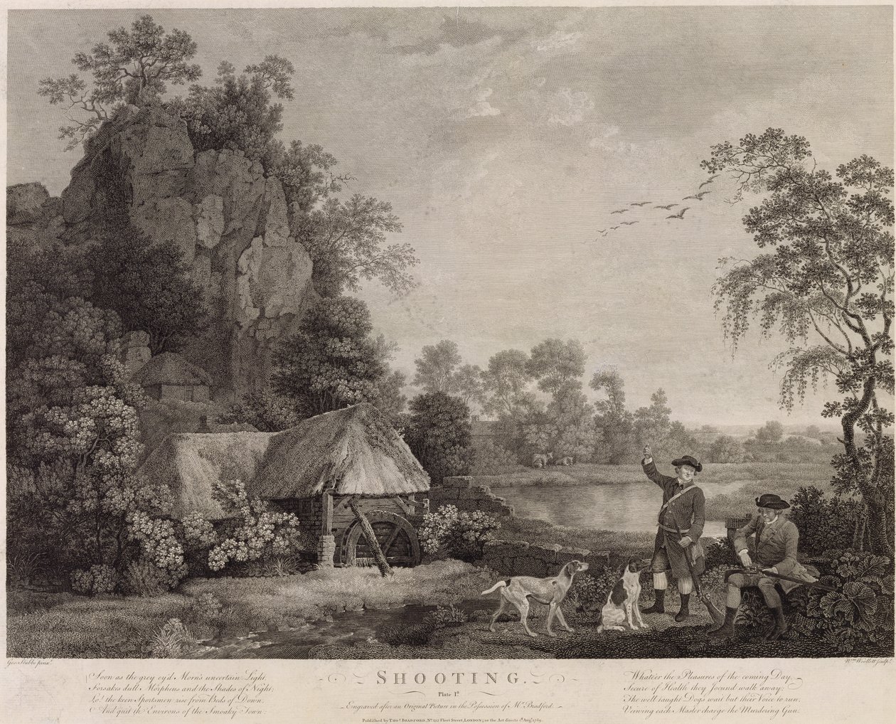 Skyting, plate 1, gravert av William Woollett (1735-85) 1769 (femte stat gravering og etsning) av George Stubbs
